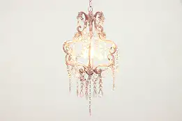 Petite Pink or Rose Beaded Faux Crystal Chandelier, Adjustable Chain #38683