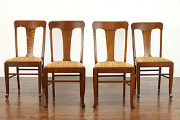 Arts & Crafts Mission Oak Set of 4 Antique Dining, Office Chairs, Murphy #37401