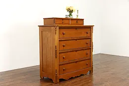 Victorian Antique Farmhouse Chestnut Dresser or Chest, Jewelry Drawers #37494