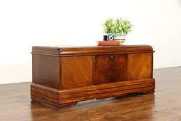 Art Deco Waterfall Design Vintage Cedar Trunk or Blanket Chest, Roos #37622