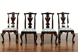 Set of 4 Vintage Georgian Design Dining or Game Table Chairs, Century #38353