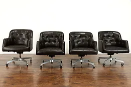 Set of 4 Midcentury Modern Vintage Swivel Conference Desk Chairs, Marble #38802