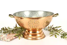 Copper Vintage Farmhouse Colander or Strainer with Brass Handles #39160