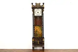 Farmhouse Folk Art Antique Pine Tall Case Grandmother Clock, Lynch 1921 #37608