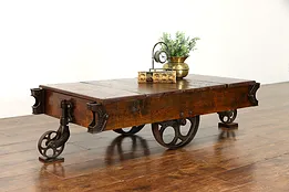 Industrial Antique Railroad Salvage Cart or Coffee Table, Chas. E Francis #39108