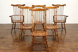 Set of 6 Vintage Farmhouse Windsor Dining Chairs, Logatec #37835