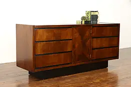 Midcentury Modern Vintage Walnut & Burl Credenza or Wide Dresser Lane #38159