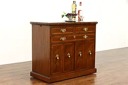Traditional Design Vintage Rolling Bar Server Cabinet, Flip Top, Henredon #38435