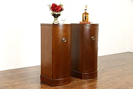 Pair of Georgian Design Nightstands or Cabinets, Marble Tops, Tomlinson #38459