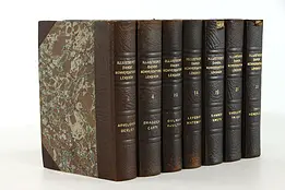 Set of 7 Gold Tooled Leather Danish Language Dictionary Books, Copenhagen #39363
