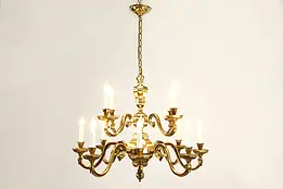 Traditional Brass Two Tier 12 Candle Vintage Chandelier #39455