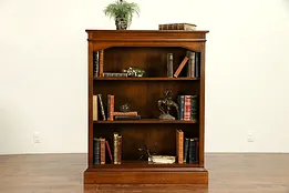 Walnut Vintage Office or Library Bookcase, Adjustable Shelves #30356
