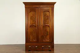 Victorian Antique Walnut & Burl Armoire, Wardrobe or Closet #31706