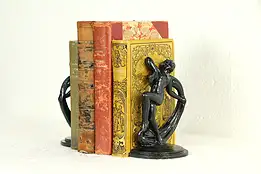 Pair of Art Deco Dancing Figures 1930 Vintage Iron Bookends #31621