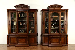 Pair of Victorian Renaissance Antique Matched or Corner Bookcases #32020