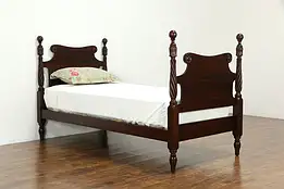 Twin Size Antique Carved Mahogany Poster Bed #34099