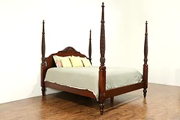 Ethan Allen Vintage Carved Cherry King Size Poster Bed, British Classics  #31269
