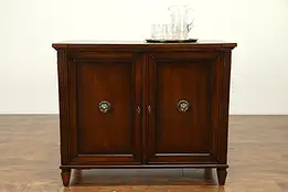 Traditional Mahogany Vintage Bar Cabinet, Wine Rack, Flip Serving Top #31032