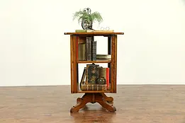 Victorian Antique Butternut & Pine Spinning Chairside Revolving Bookcase #30552