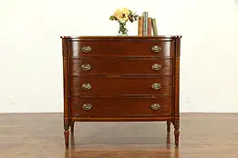 Sheraton Antique Mahogany Bow Front Chest or Dresser, Rosewood Banding #32126