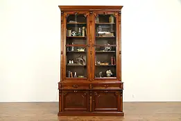 Victorian Renaissance Antique Carved Walnut & Burl Library Bookcase #32187