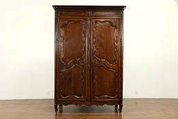 Country French Antique 1760 Carved Fruitwood Armoire or Wardrobe #32190