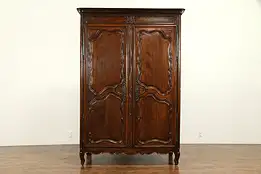 Country French Antique 1760 Carved Fruitwood Armoire or Wardrobe #32190