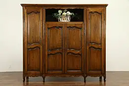 Country French Oak Antique Bookcase, Linen Press or Closet, Armoire #32211