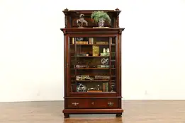 Victorian Eastlake Antique Walnut & Burl Library Bookcase, Wavy Glass #32255