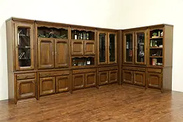 Oak Vintage 17' Wall Unit Bookcase & Bar, Cabinet, Wall or Corner #32933