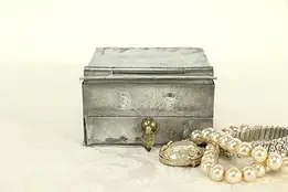 Pewter Antique Chinese Travel Dressing Makeup Case, Mirror #32950