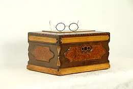 Victorian Antique Curly Maple Marquetry Jewelry Chest or Keepsake Box  #33026