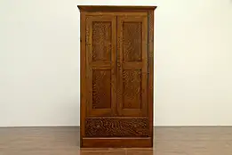 Oak Grain Painted Antique 1900 Armoire, Wardrobe or Closet #33118