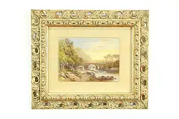 Stone Bridge of Dee, Aberdeen, Scotland Original Watercolor, J Smith 1880 #33150