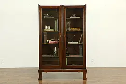 Oak Quarter Sawn Antique Bookcase or Bath Cabinet, Glass Doors #33152