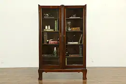 Oak Quarter Sawn Antique Bookcase or Bath Cabinet, Glass Doors #33152