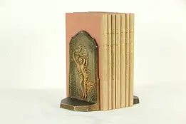 Pair of Hand Painted Iron Bookends, The Storm c.1928 #33161