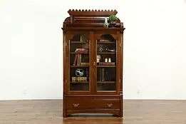 Country Late Victorian Eastlake Antique Cherry Bookcase or Bath Cabinet #33979