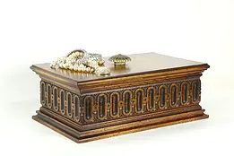 Carved Mahogany Vintage Jewelry Chest or Box, Velvet Lined #33684