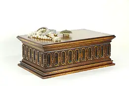 Carved Mahogany Vintage Jewelry Chest or Box, Velvet Lined #33684