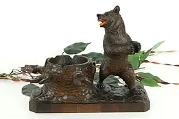 Black Forest Hand Carved Walnut Antique Bear Pipe Holder #34306