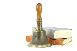 Brass Antique English Schoolmaster Bell, Maple Handle #34578