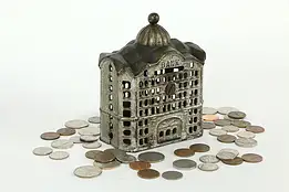 Cast Iron Bank Building Antique Coin Bank #34638