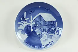 Bing and Grondahl Blue & White 1967 Christmas Plate #34663