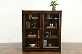 Oak Quarter Sawn Antique Library Bookcase, Glass Doors & Locks #34859