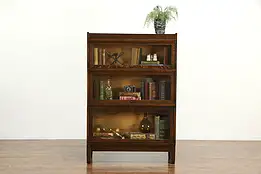 Oak 3 Stack Antique Craftsman Lawyer Bookcase Globe Wernicke #35058