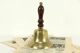 Brass Antique English Schoolmaster Bell, Mahogany Handle #35162