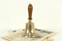 Brass Antique English Schoolmaster Bell, Mahogany Handle #35163