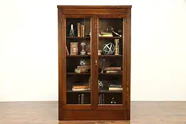 Oak Arts & Crafts MIssion Oak Antique Craftsman Bookcase, Wavy Glass  #35298