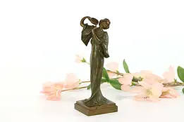 Art Nouveau Antique Bronze Sculpture of Dancer & Tambourine #38313